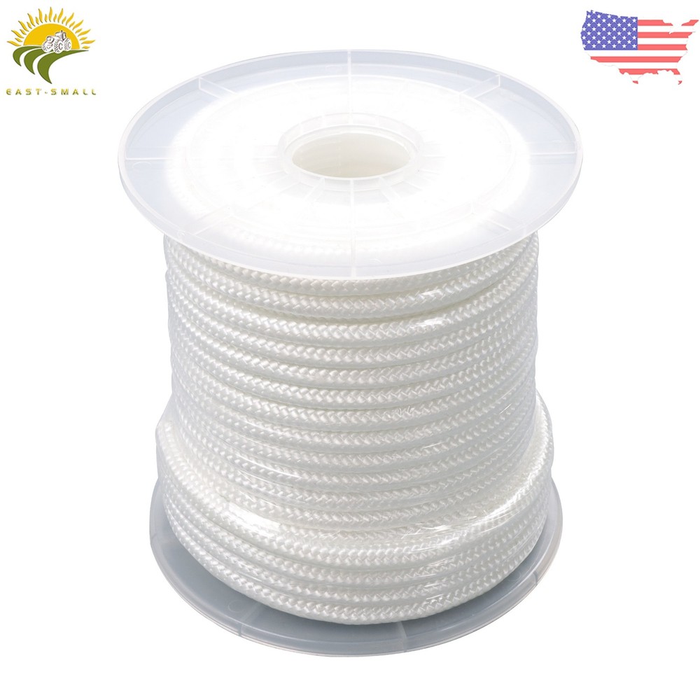 5/16" × 100' White Nylon Rope Sturdy Spool Solid Braid Rope Abrasion Resistance
