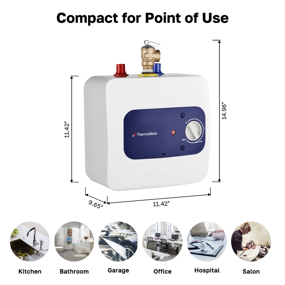 ThermoMate 8-Gallon Electric Water Heater 120V for Salon/Tiny House/RV Camper