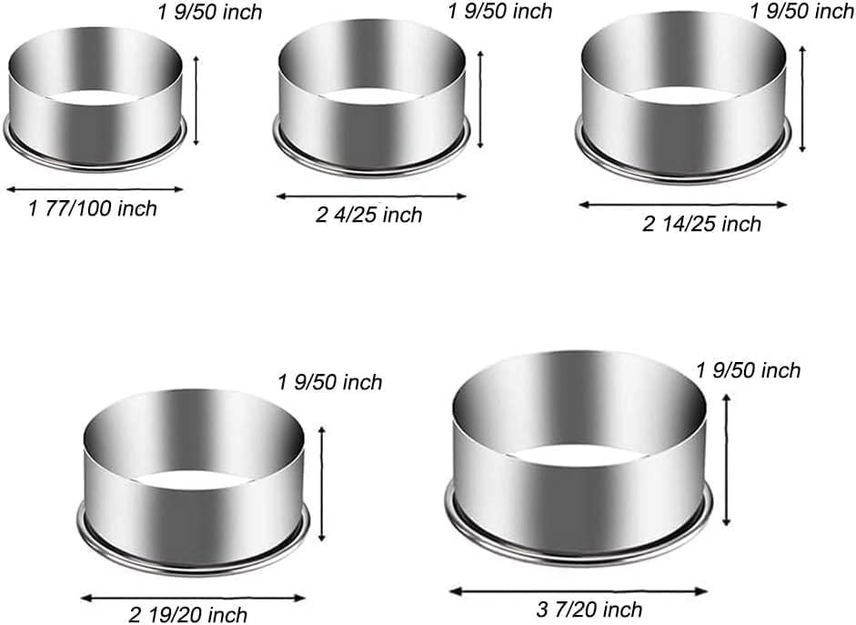 Gradated 5 Sizes Round Cookie Cutters - Durable & Dishwasher Safe