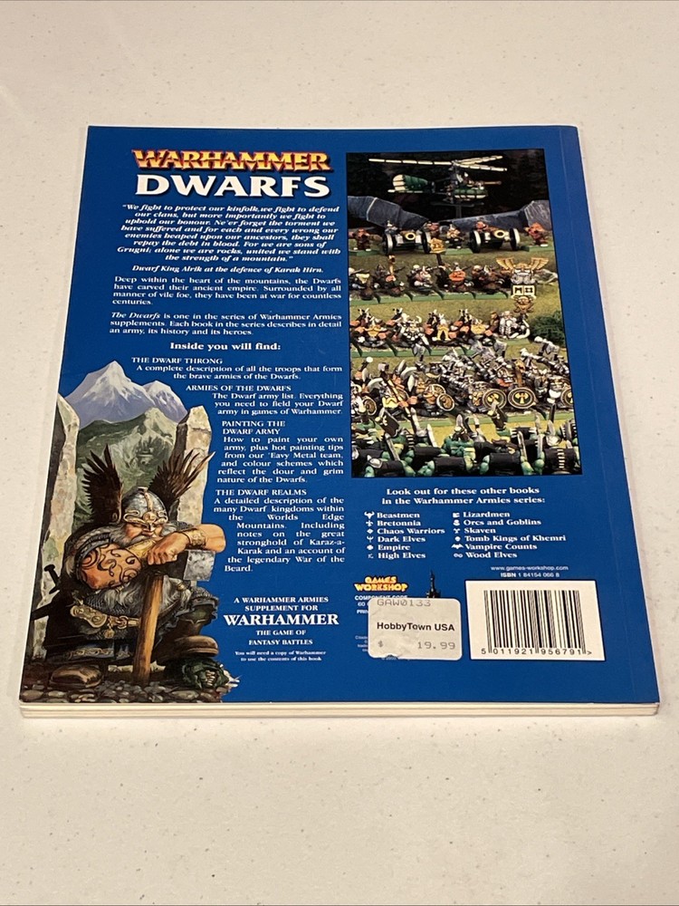 Warhammer Armies Dwarfs Supplement 2000 Games Workshop Softcover Rules Book