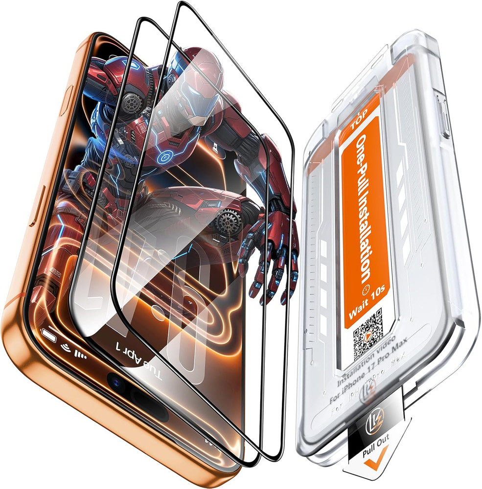 2 Pack for Iphone 17 Pro Max Screen Protector Tempered Glass, Military Grade Sha