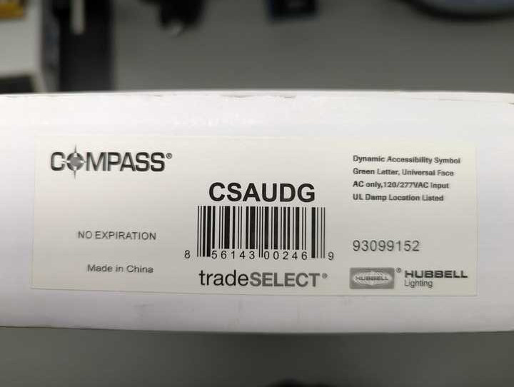 COMPASS CSAUDG ALUMINUM LED EXIT SIGN - GREEN