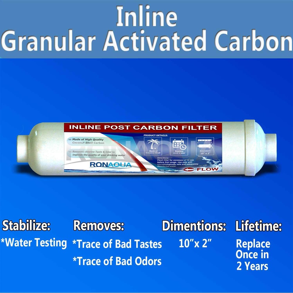Inline Coconut Grade Activated Carbon Pre/Post Filter Set of 2
