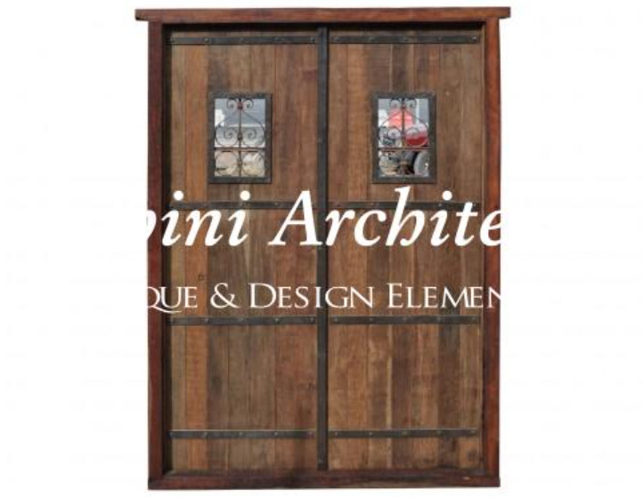 Antique Double Solid Door Wrought Iron Inserts. D1032