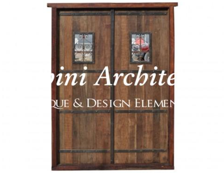 Antique Double Solid Door Wrought Iron Inserts. D1032