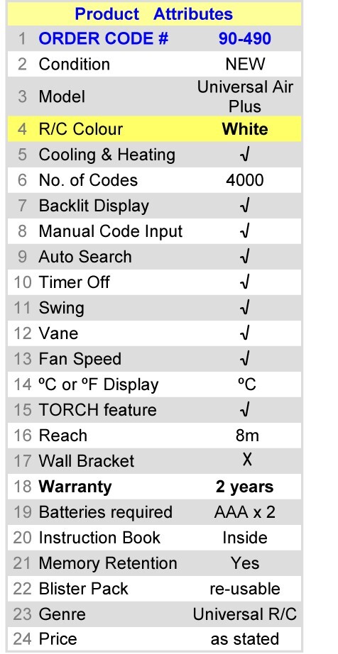 Replacement Remote Control for YORK Air-Conditioner