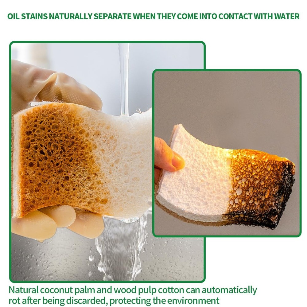 Sponges Kitchen Natural Dish Sponge Plant-Based Biodegradable Compostable Cel...