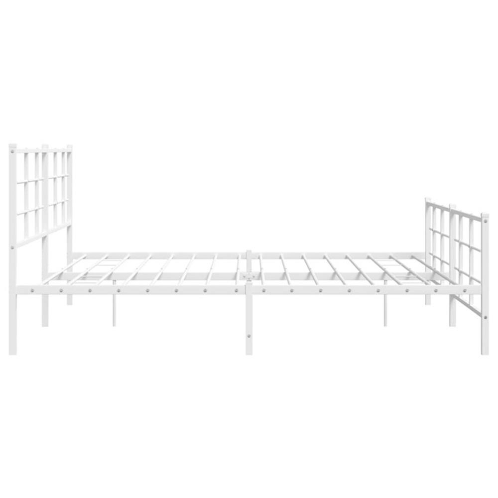Bowery Hill Rectangular Powder-Coated Steel Full Bed Frame in White