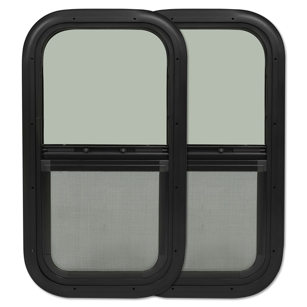 2 Pack 12 x 22 Wall Vertical RV Window Cargo Trailer W/ Screen & Trim Ring