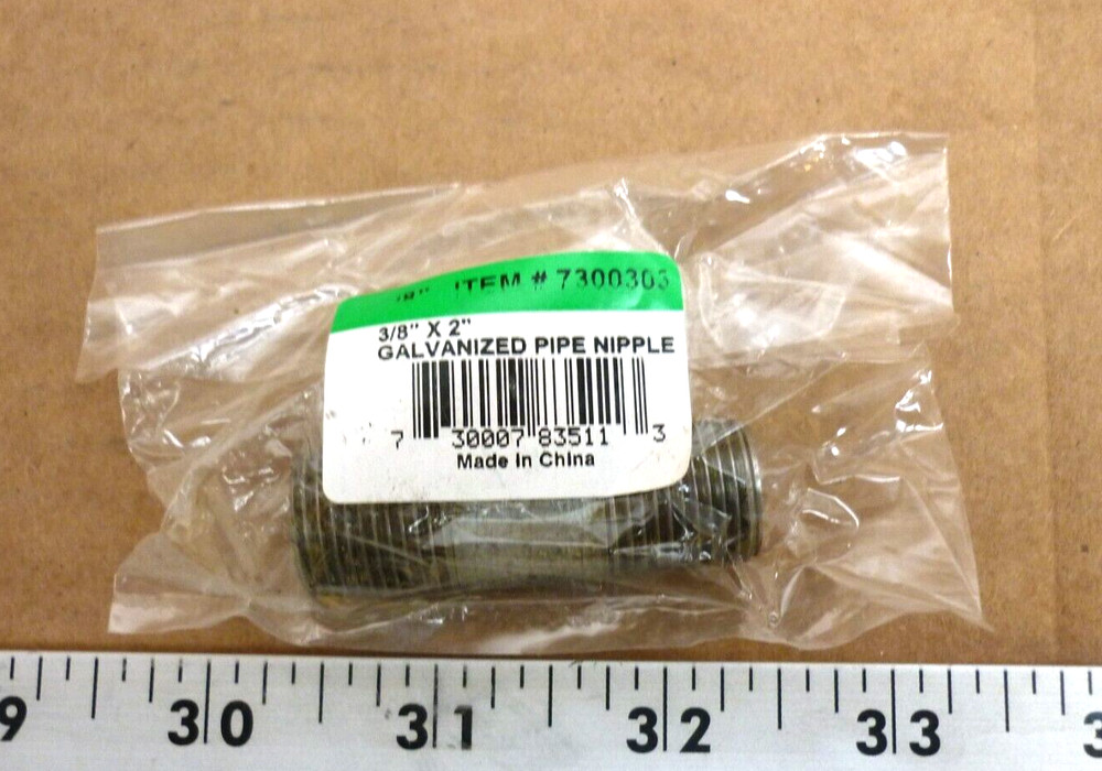 3/8" x 2" Galvanized Pipe Nipple P/N 7300303