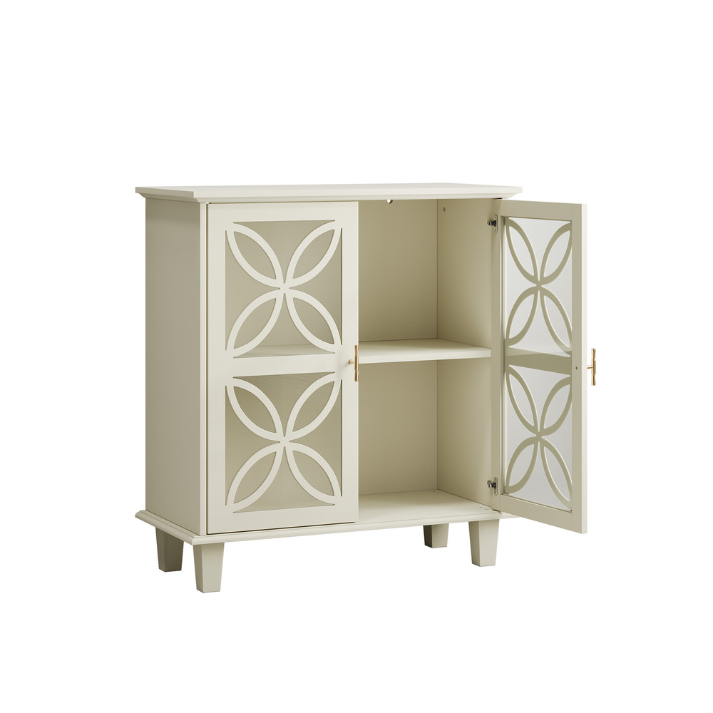 Sideboard Buffet Storage Cabinet , Freestanding Bathroom Cabinet With Tempered