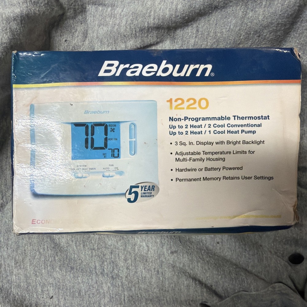 Braeburn 1220 Digital Non-Programmable Thermostat - White