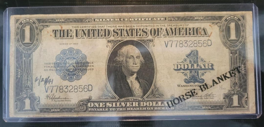 1923 $1 “HORSEBLANKET” SILVER CERTIFICATE NOTE *SPELLING/WHITE*
