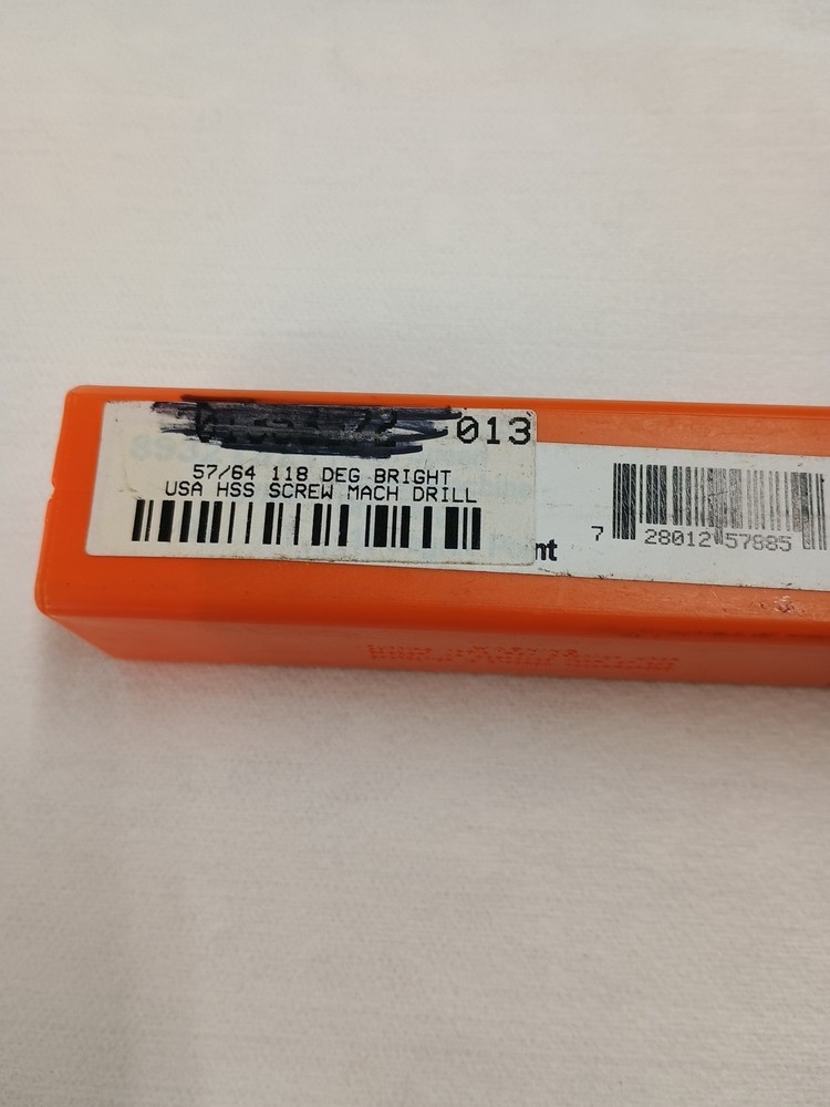 57/64" Drill bit 118 deg Screw Machine length HSS Hertel