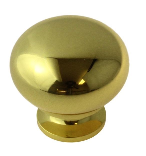 1-3/16" Traditional Knob Solid Polished Brass