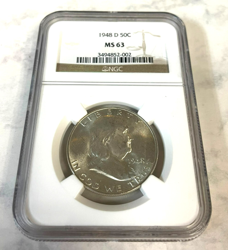 1948 D Franklin Half Dollar NGC MS63 #957