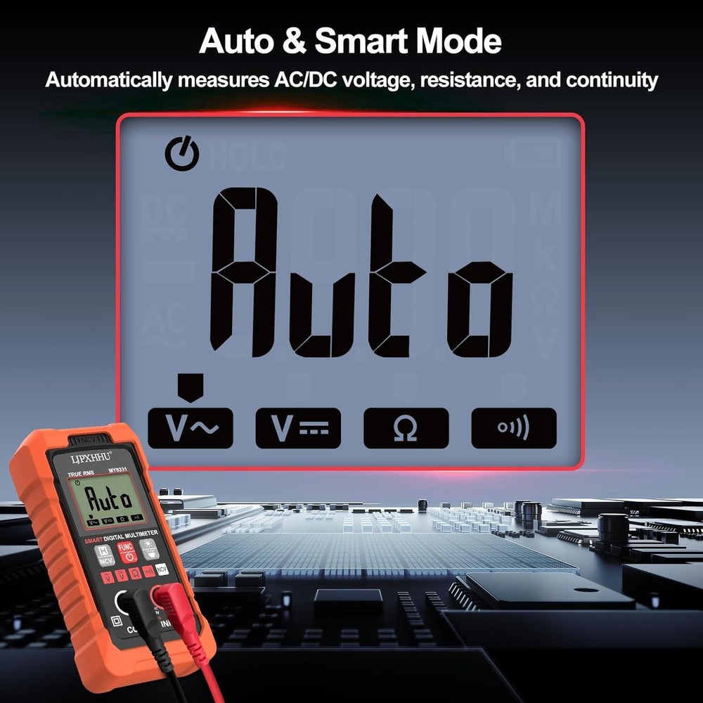 Compact 4000 Counts Digital Multimeter with Auto-Range & Bright LED Backlight