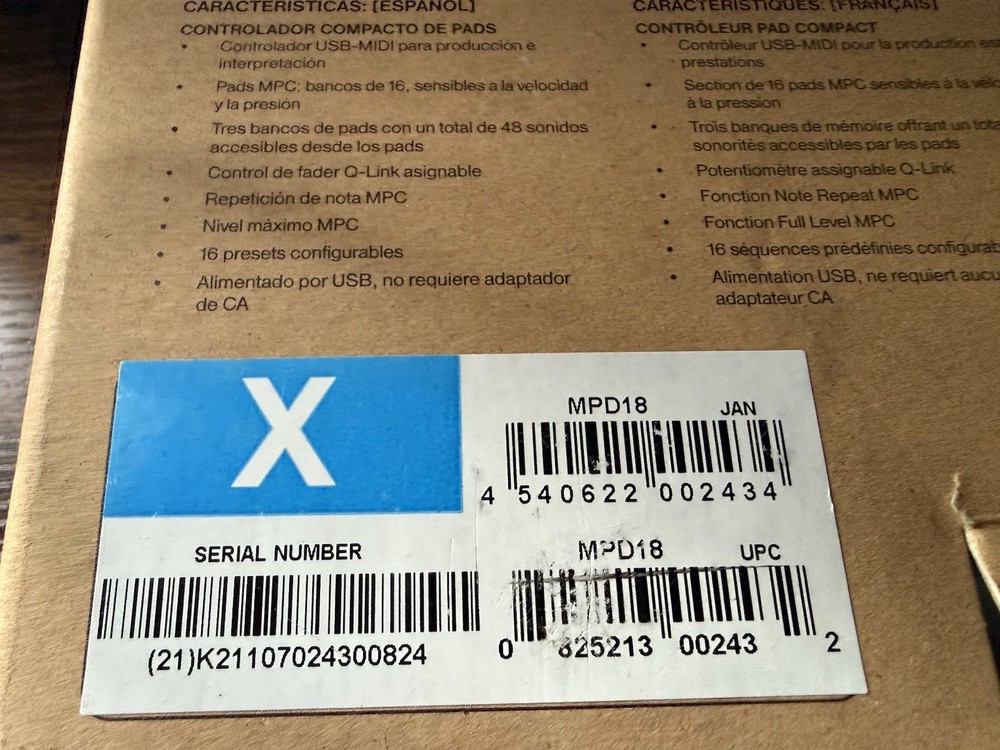 Akai MPD18 USB MIDI Pad Controller 16 MPC Pads w/ Software Disc Tested