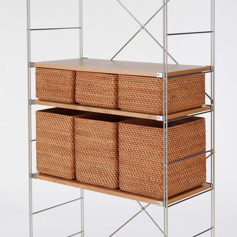 MUJI Overlapping Rattan Rectangular Basket Extra Large (V) Approx. Width 36 x De