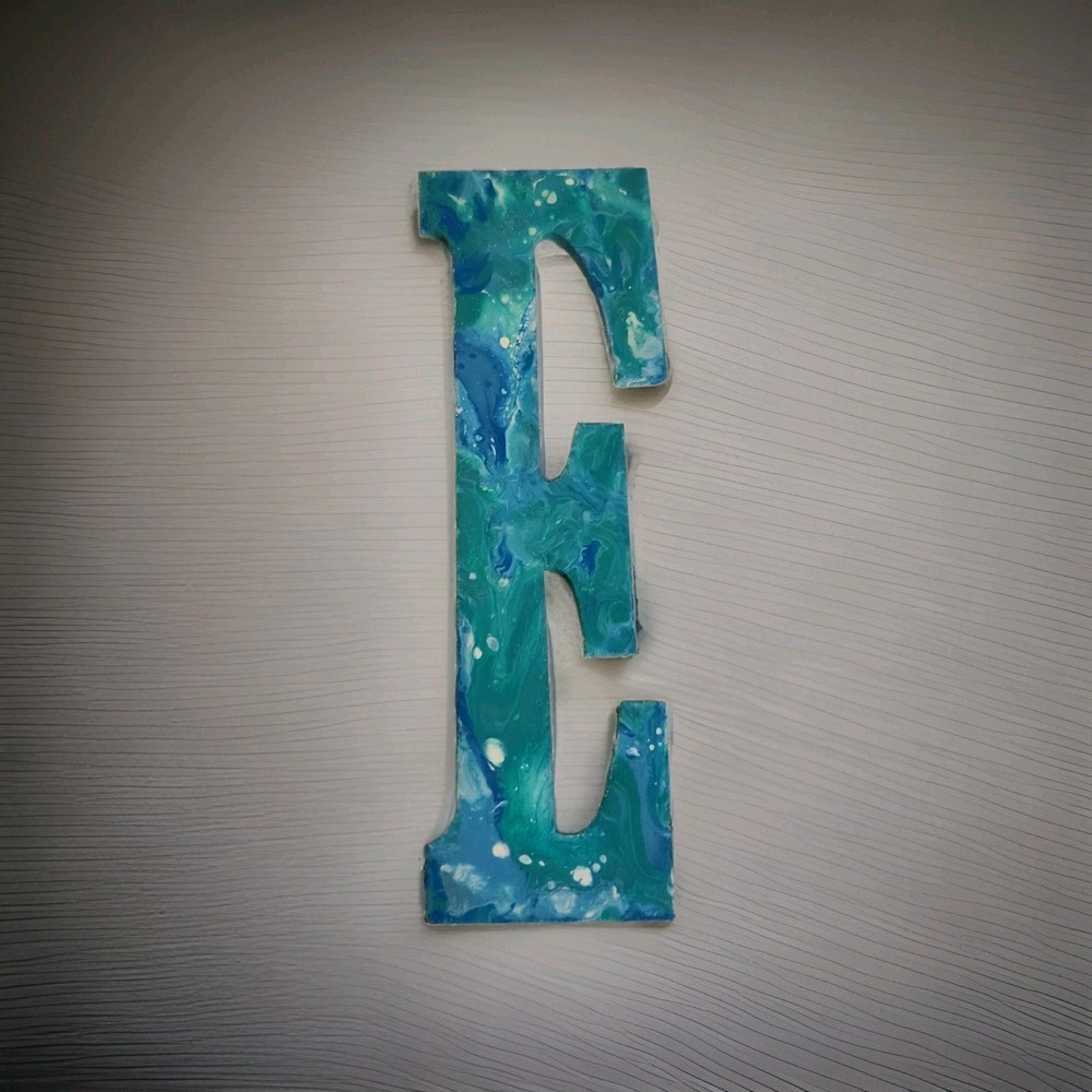 Unique Handpainted 4" Wood Letter "E"