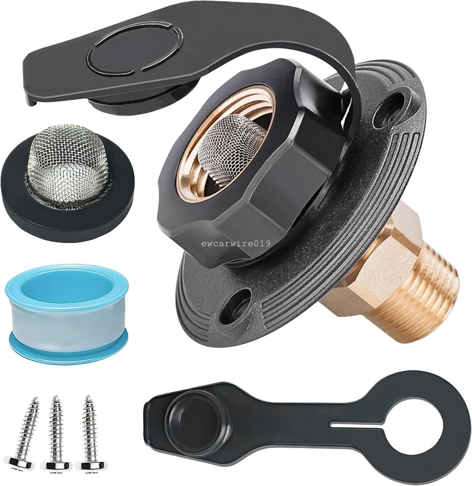 RV City Water Inlet Kit With Check Valve Flange Lead-free Brass Hose Connector