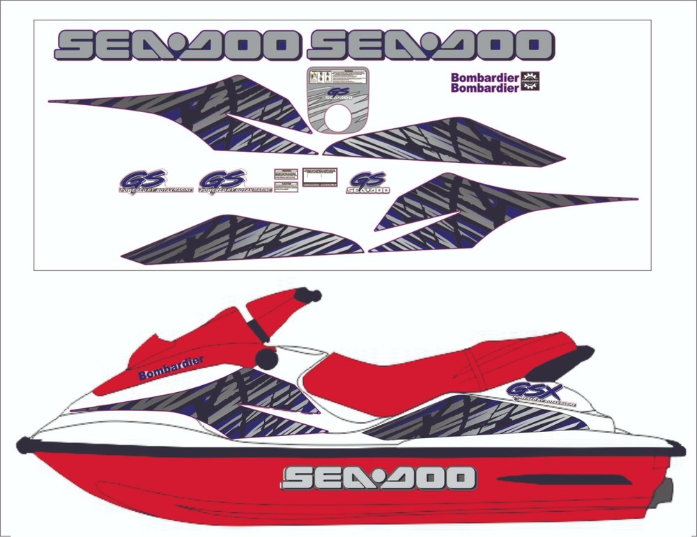 SEADOO GS 1997 Graphics / Decal / Sticker Kit DARK BLUE