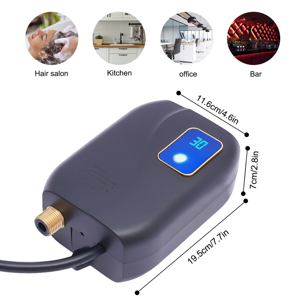 3000W Instant Mini Water Heater, IPX4 Waterproof, 68-122°F, Overheat Protection