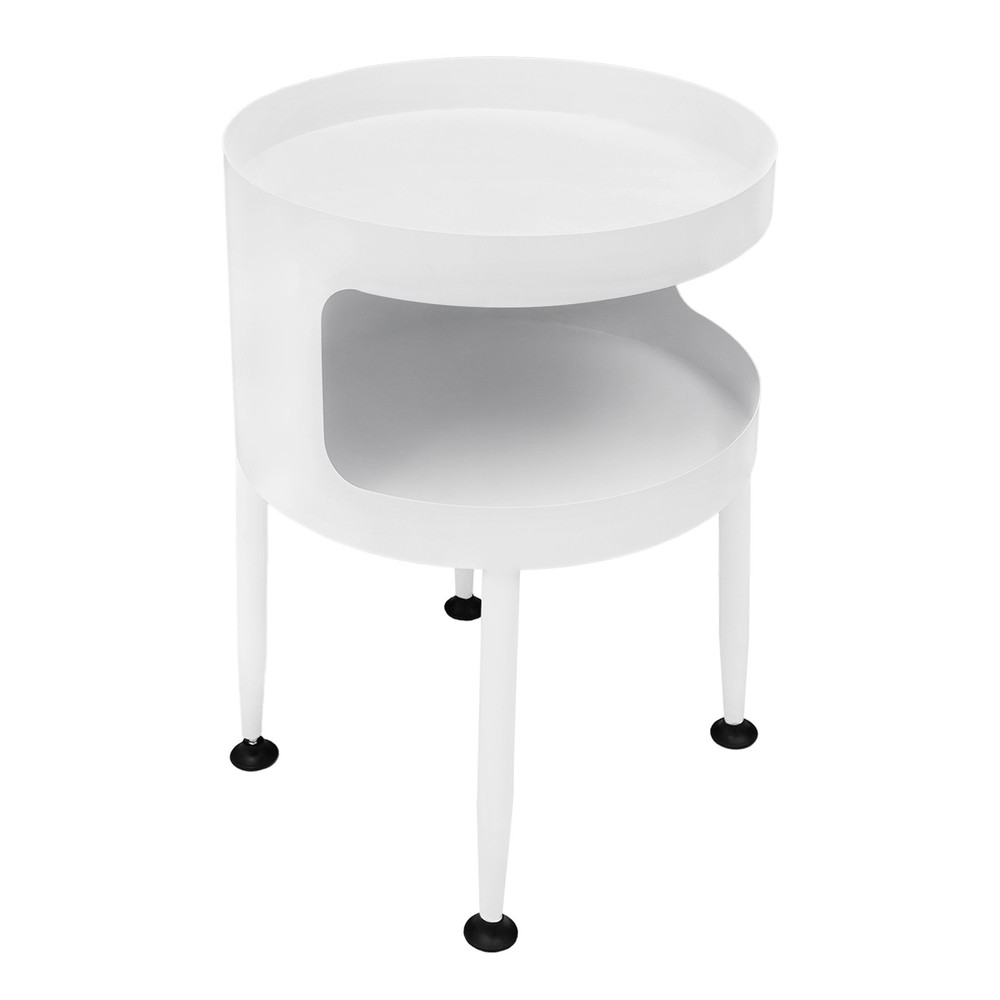 Round Table with Open Storage, Iron Bedside Table Modern Side Table 40x40x55cm