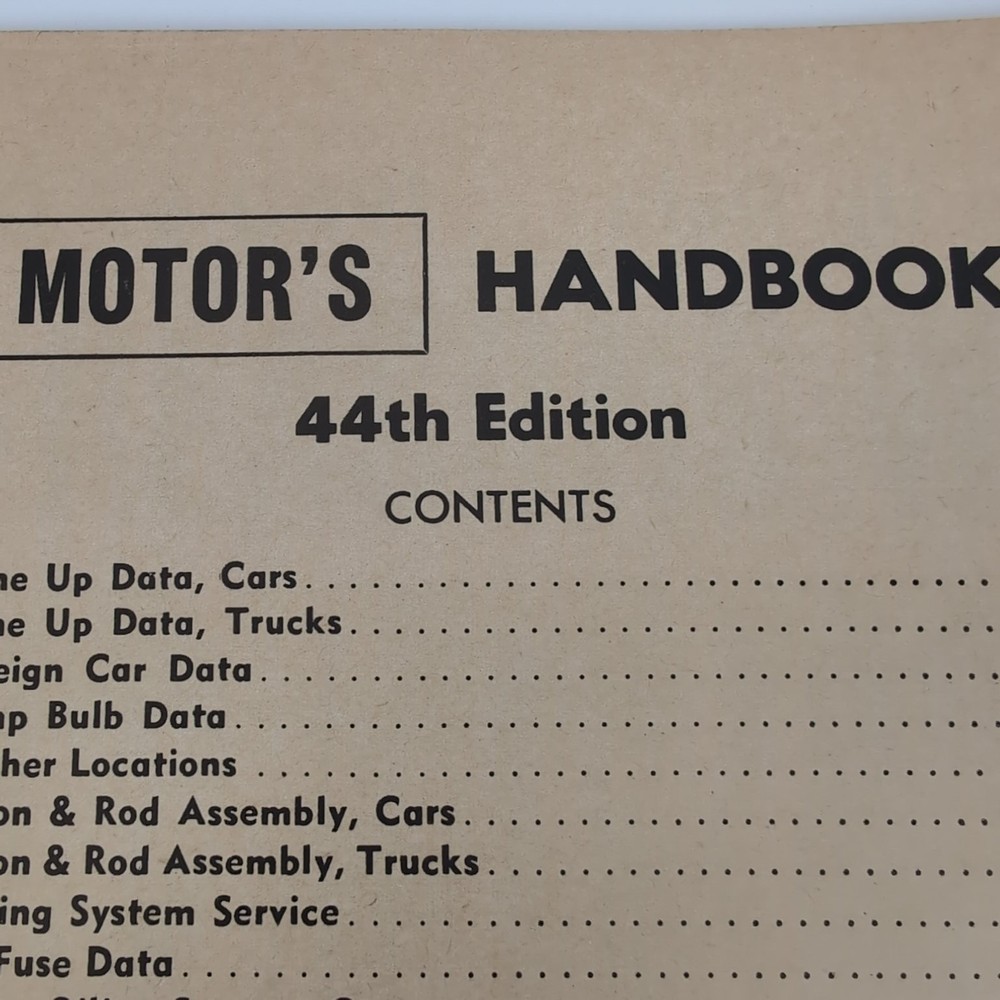 MOTOR'S HANDBOOK 44th Edition Auto Spec Guide 1964
