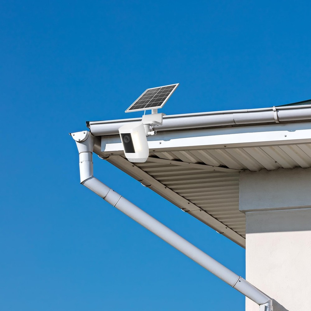6W Solar Panel with Gutter Mount compatible with Ring Spotlight Cam White