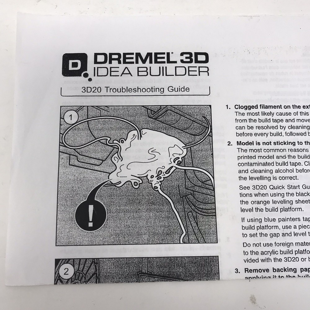 Dremel DigiLab 3D20 3D Printer Idea Builder Operating Safety Instructions Only