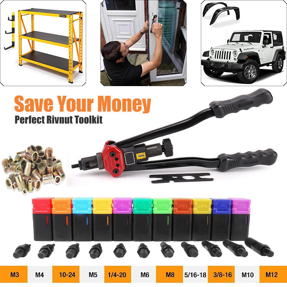 16" Rivet Nut Gun Rivnut Tool Nut Setter Setting Nutsert Tool SAE&Metric Riveter