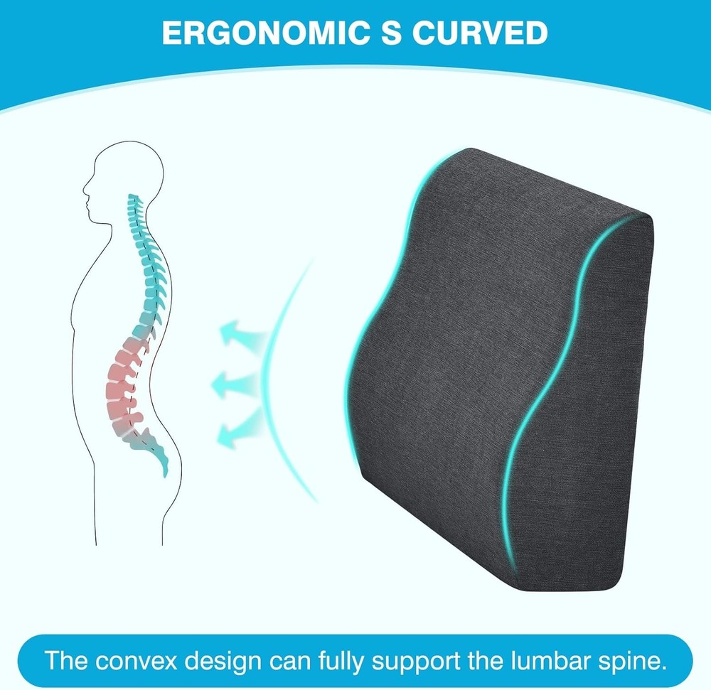 TANYOO Back Support Pillow for Recliner Dual Layer Lumbar Medium, Dark Grey