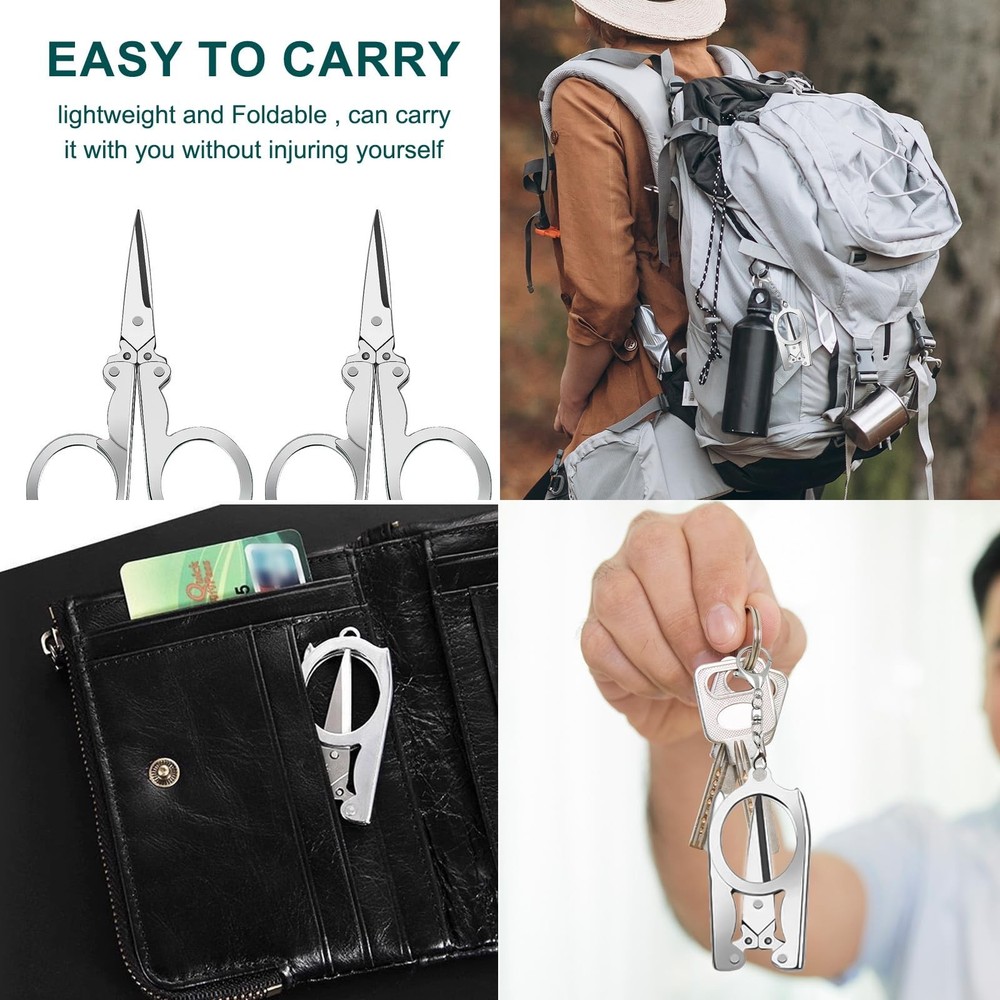 4pc Small Folding Scissors, With Key Chain, Portable - Mini Scissors For Trav...