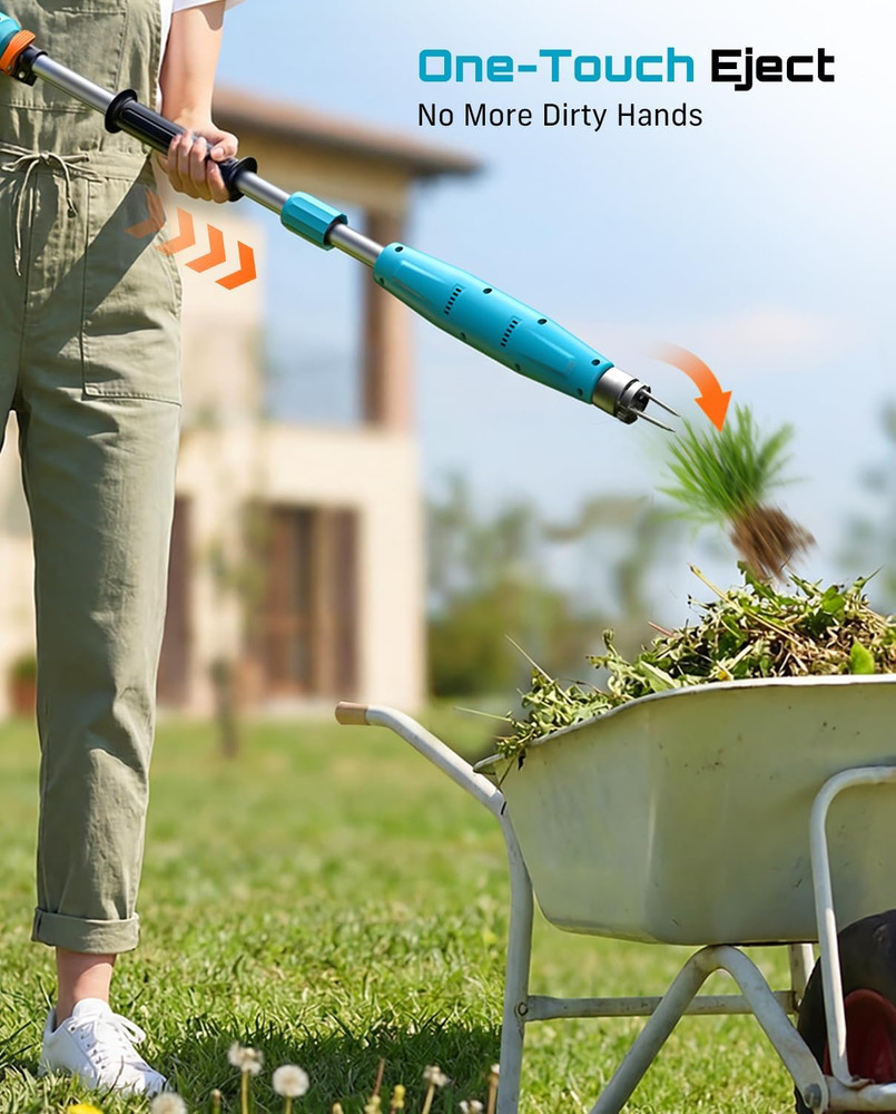 Stand-Up Weed Puller Tool with 40"-47" Adjustable Handle, High-Power 3-Claw Stai