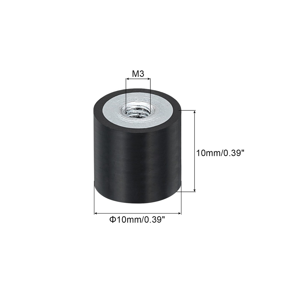 10 x 10mm M3 Thread Female Rubber Mounts Silent Block Base Block