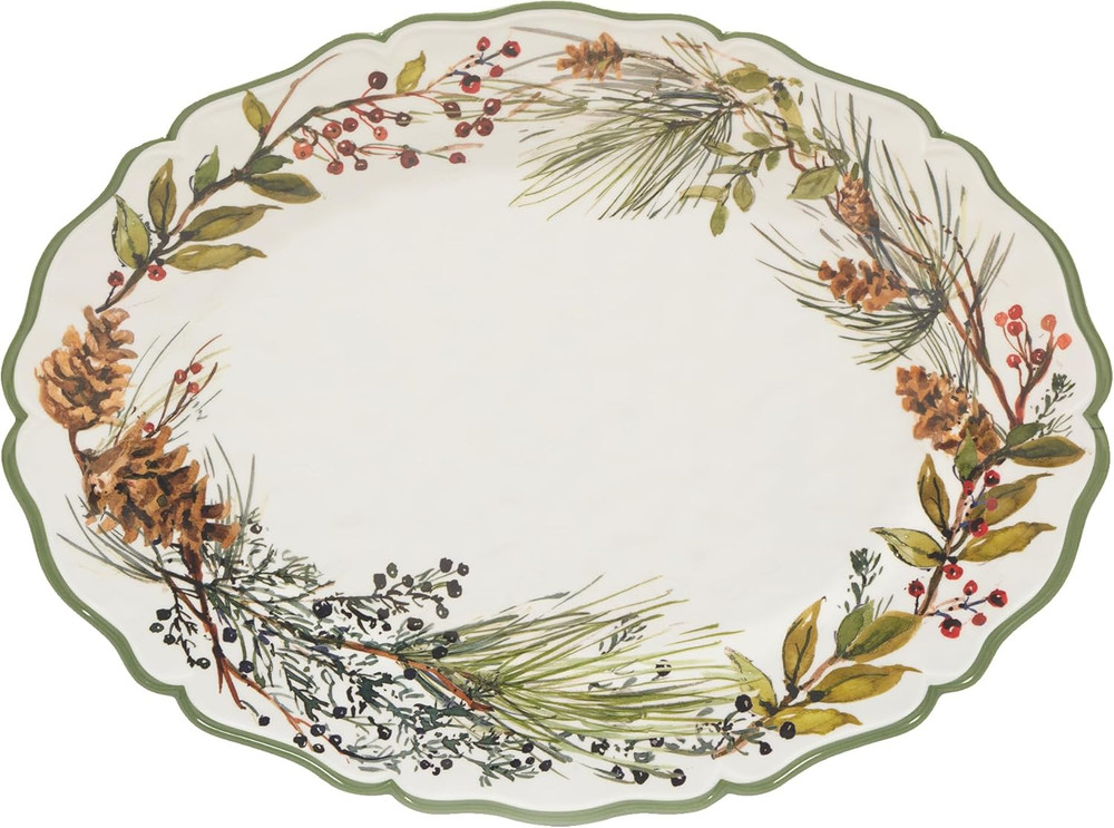 Winters Forest Melamine 2 Pc Platter Serving Set