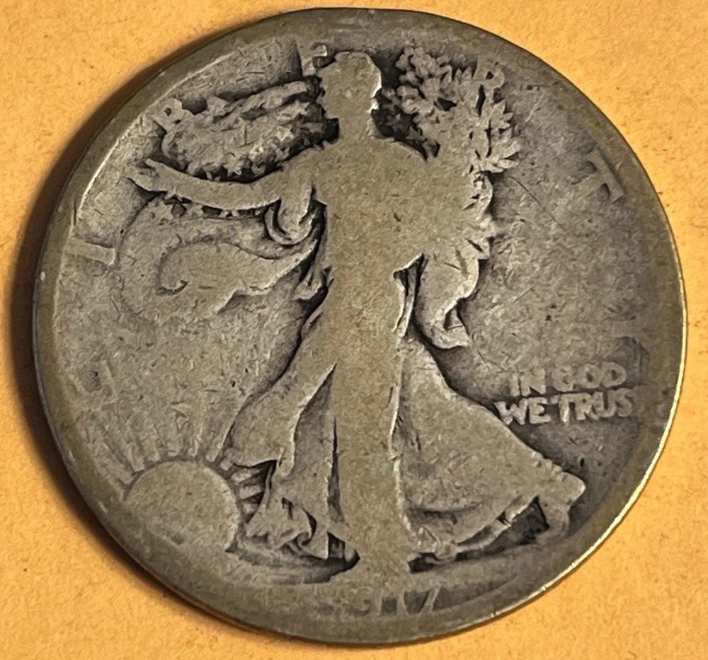 1917-S Reverse Mint Mark Silver Walking Liberty Half Dollar