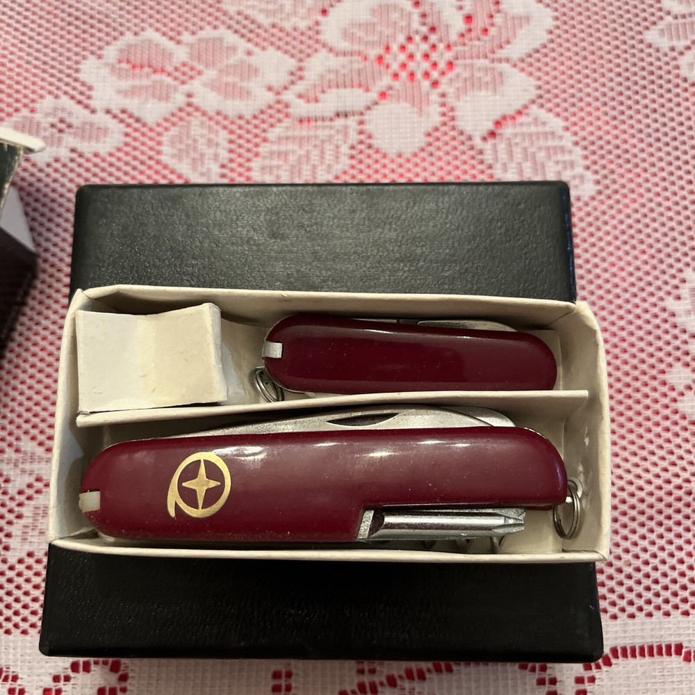 Vintage Sunware Red Handle Army Knife Multi Purpose Pocket Knife Multi Tool NIB