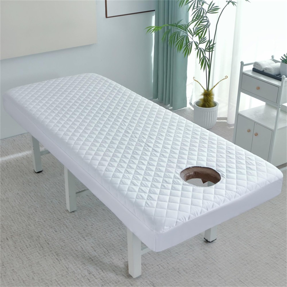 Waterproof Massage Table Fitted Sheet with Face Hole, Spa Bed Cover Sheets Su...