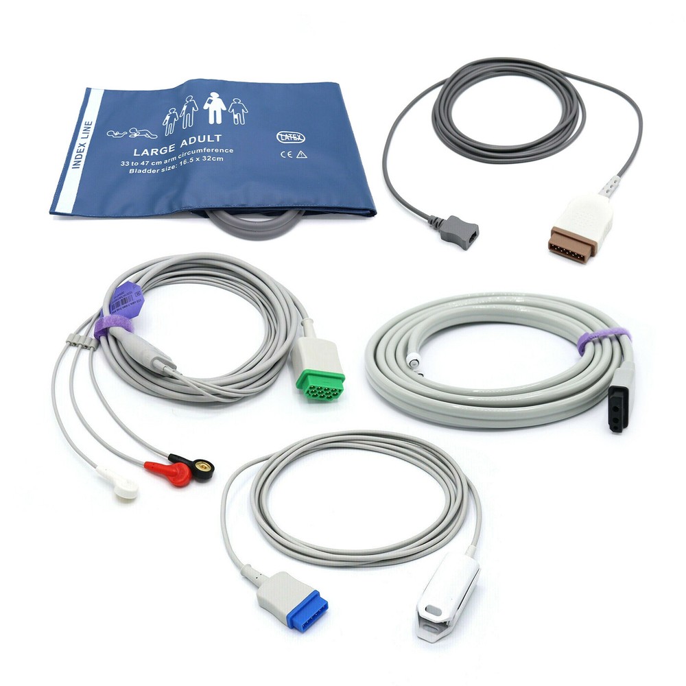 Datex Ohmeda Accessories Bundle - Cuff, Hose, SpO2, ECG, Temperature - USA
