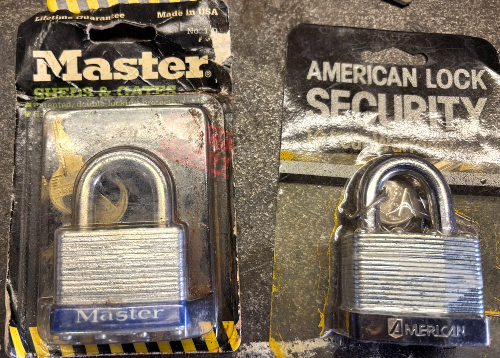 Master Lock No 1D Keyed Padlock , Plus American Lock & Mastercraft Padlock