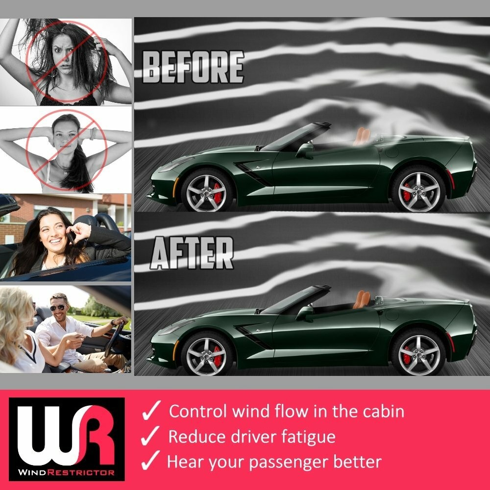For 2014-2019 Corvette C7 Coupe Stingray Text Etching Wind Deflector Blocker