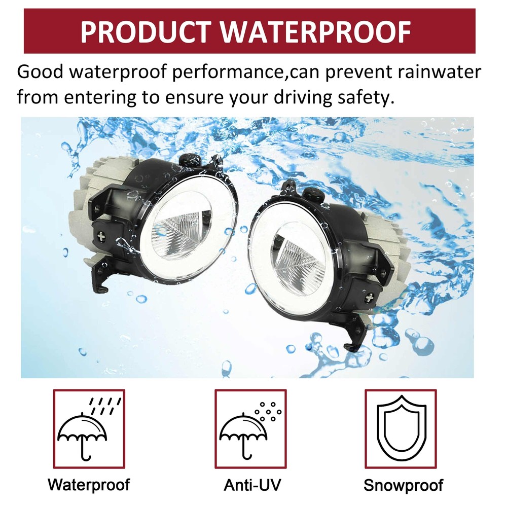 Front Bumper LED Fog Light Lamp LH & RH Pair for 14-20 Infiniti Q50 QX60 QX80