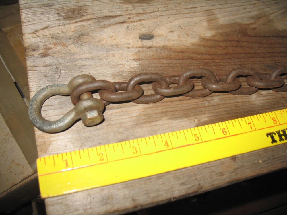 USED LIFTING TOWING LOGGING CHAIN 33" WITH HOOK & SHACKLE
