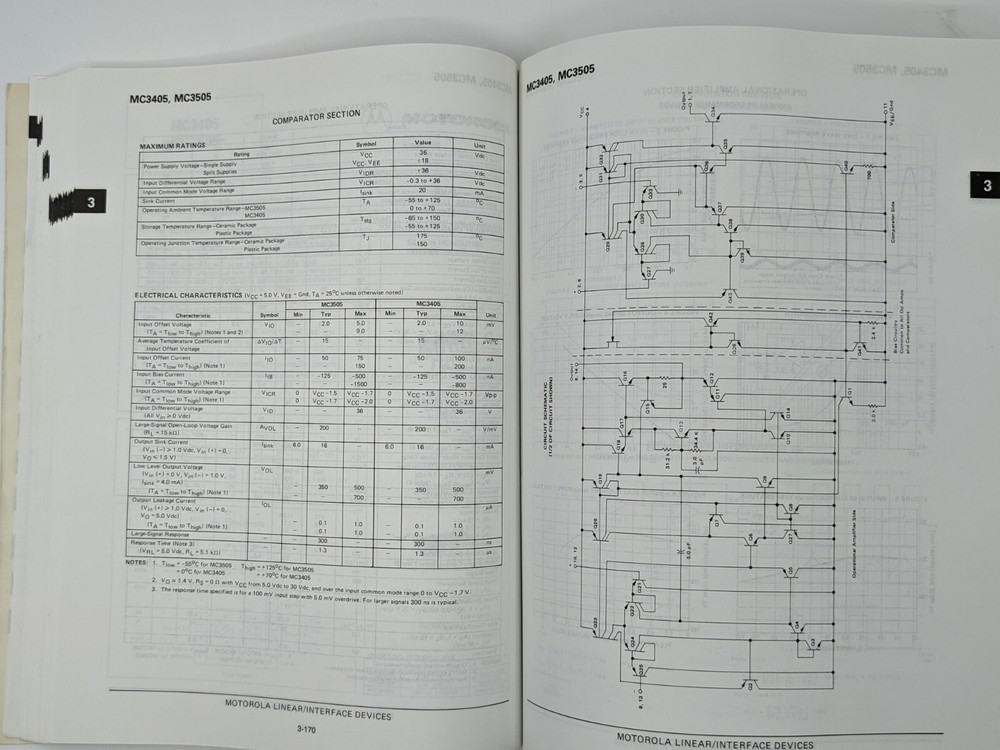 1983 Motorola Linear and Interface Integrated Circuits Book, Very Clean, DL128
