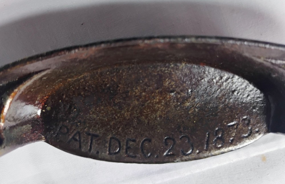 Single Ornate Cast Iron Bin Drawer Pull Window Sash Pull Dated Dec. 23,1873