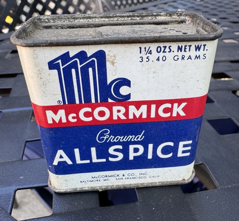 Vintage McCormick Allspice Tin Empty 1.25oz