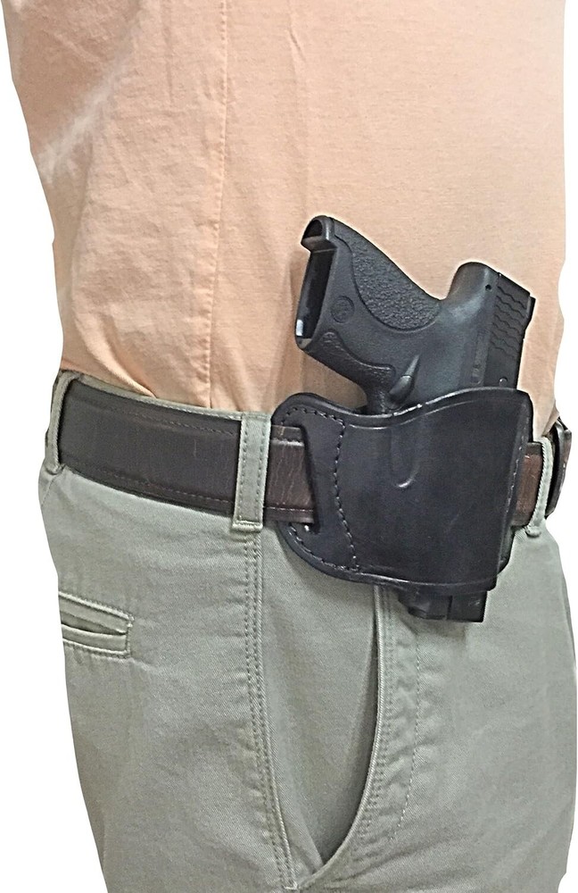 Black Leather Pancake holster With Belt Loop Fits Davis P-380