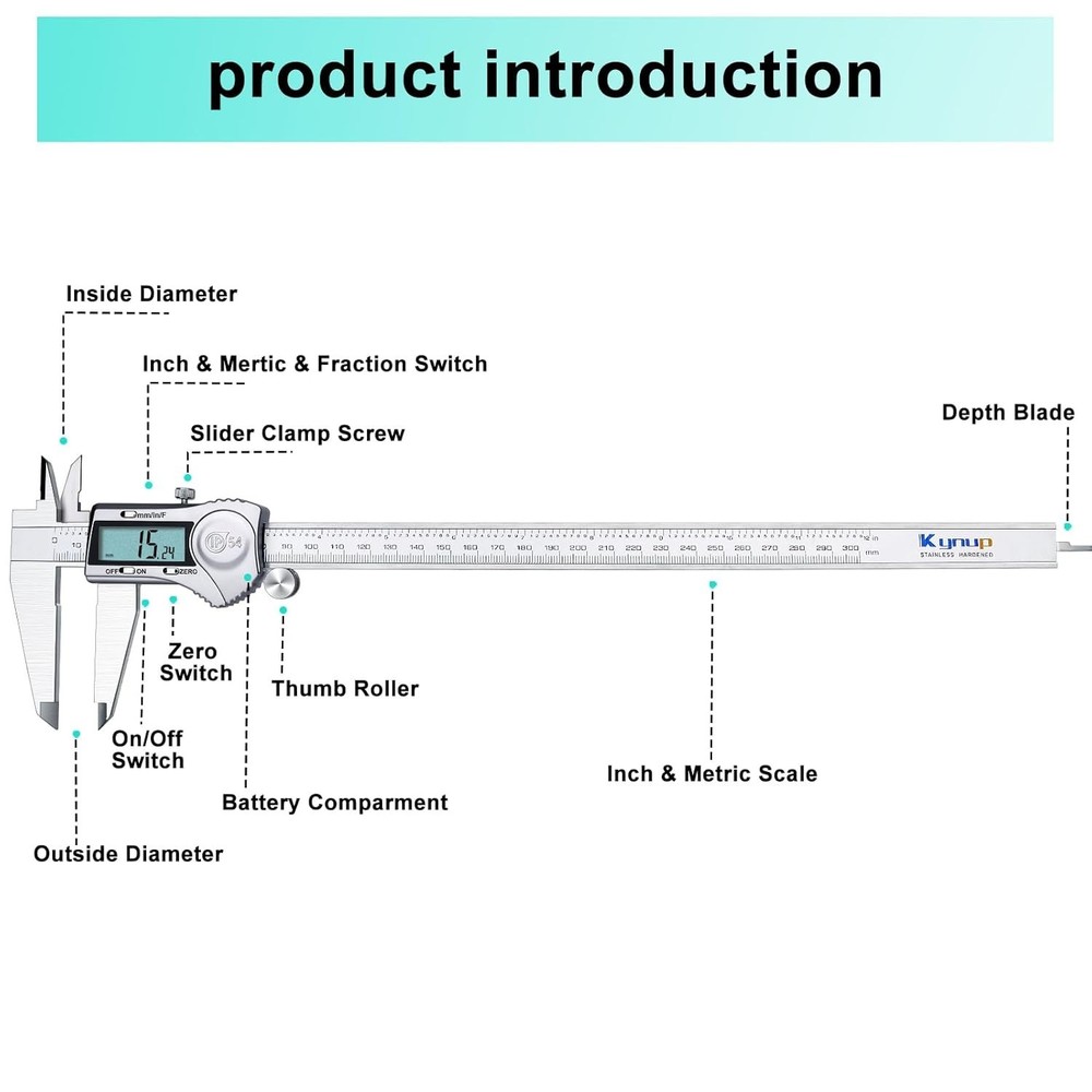 Splash Proof 12" Caliper Measuring Tool